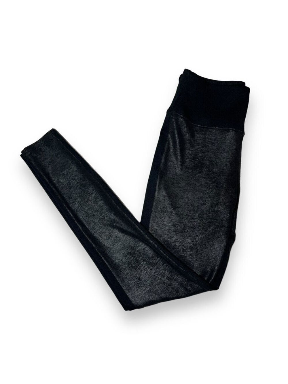 Spanx Assets Women’s Faux Leather Front Leggings Black Size Medium
